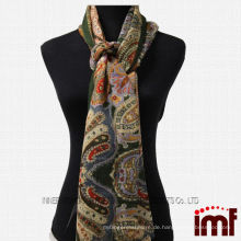 Hochwertiger Kammgarn Schal Pashmina aus 100% mercerisierter Wolle mit feinem Paisley-Muster 70*180